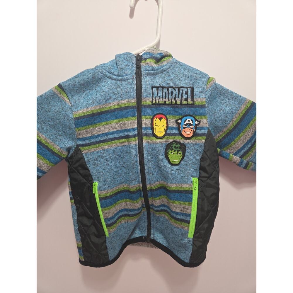 Marvel Avengers Hoodie Toddler 3T Zip Fleece Iron Man Hulk Cap Blue